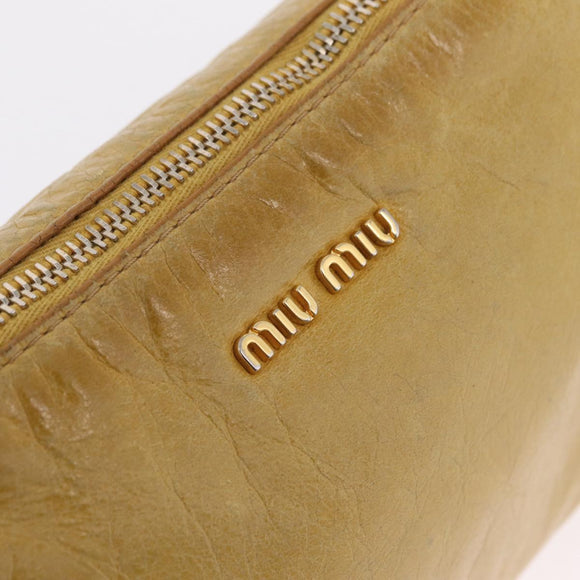 Miu Miu Shoulder Bag Leather Yellow Gold Auth 167727A
