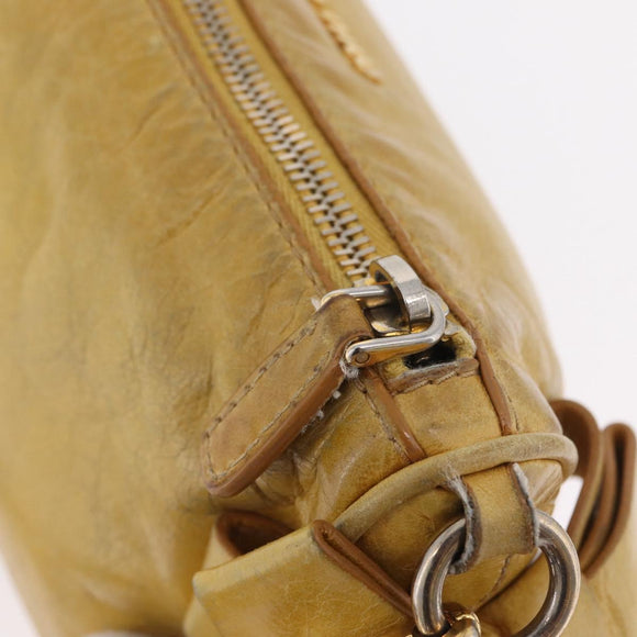 Miu Miu Shoulder Bag Leather Yellow Gold Auth 167727A
