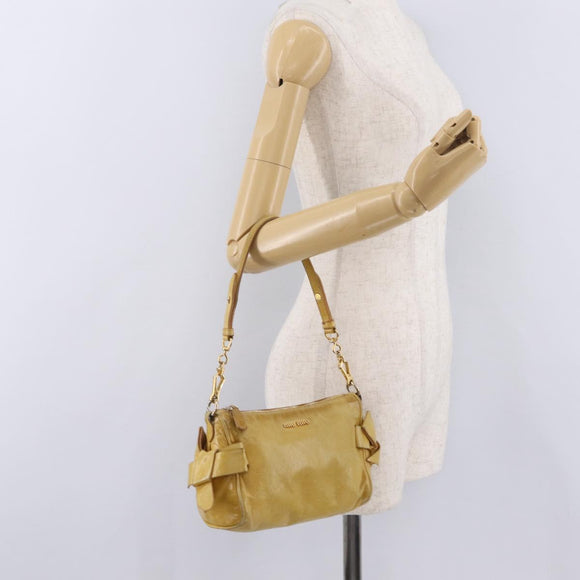 Miu Miu Shoulder Bag Leather Yellow Gold Auth 167727A