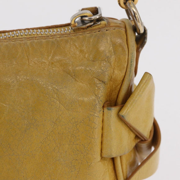 Miu Miu Shoulder Bag Leather Yellow Gold Auth 167727A