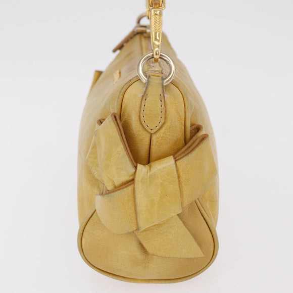Miu Miu Shoulder Bag Leather Yellow Gold Auth 167727A