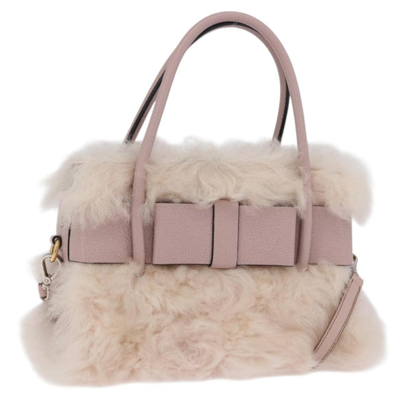 Miu Miu Hand Bag Mouton 2way Pink Gold Auth 167728M
