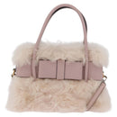 Miu Miu Hand Bag Mouton 2way Pink Gold Auth 167728M-13