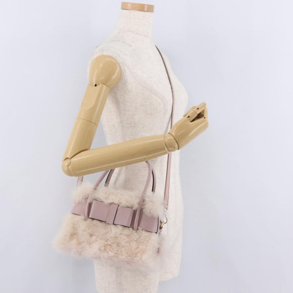 Miu Miu Hand Bag Mouton 2way Pink Gold Auth 167728M