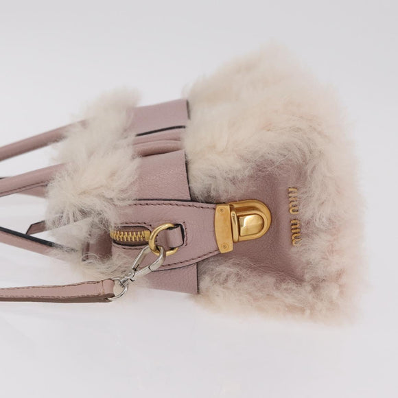 Miu Miu Hand Bag Mouton 2way Pink Gold Auth 167728M