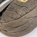 Miu Miu Matelasse Hand Bag Leather 2way Gray Gold Tone Auth 167729A-17