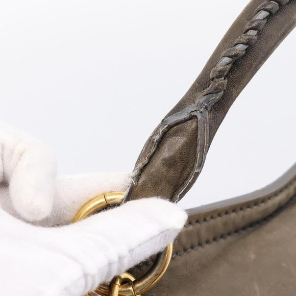 Miu Miu Matelasse Hand Bag Leather 2way Gray Gold Tone Auth 167729A