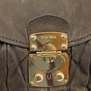 Miu Miu Matelasse Hand Bag Leather 2way Gray Gold Tone Auth 167729A-21