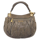 Miu Miu Matelasse Hand Bag Leather 2way Gray Gold Tone Auth 167729A-2