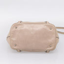Miu Miu Hand Bag Leather 2way Beige Silver Auth 167730A-11