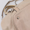 Miu Miu Hand Bag Leather 2way Beige Silver Auth 167730A-13