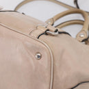 Miu Miu Hand Bag Leather 2way Beige Silver Auth 167730A-14