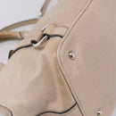 Miu Miu Hand Bag Leather 2way Beige Silver Auth 167730A-15