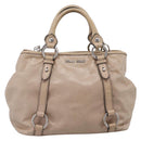 Miu Miu Hand Bag Leather 2way Beige Silver Auth 167730A-2