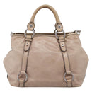 Miu Miu Hand Bag Leather 2way Beige Silver Auth 167730A-3