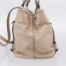 Miu Miu Hand Bag Leather 2way Beige Silver Auth 167730A-4