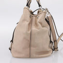 Miu Miu Hand Bag Leather 2way Beige Silver Auth 167730A-5