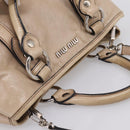 Miu Miu Hand Bag Leather 2way Beige Silver Auth 167730A-6