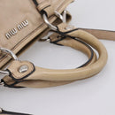Miu Miu Hand Bag Leather 2way Beige Silver Auth 167730A-7