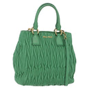 Miu Miu Matelasse Hand Bag Leather 2way Green Gold Auth 167731M-1