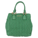 Miu Miu Matelasse Hand Bag Leather 2way Green Gold Auth 167731M-2