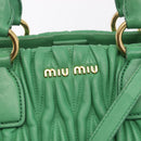 Miu Miu Matelasse Hand Bag Leather 2way Green Gold Auth 167731M-24