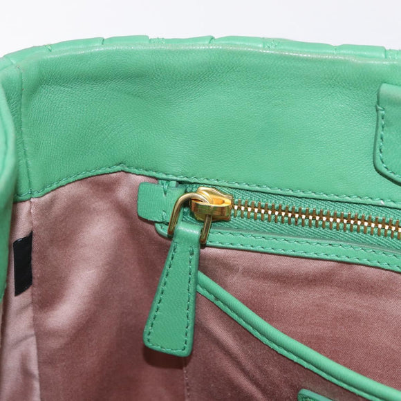 Miu Miu Matelasse Hand Bag Leather 2way Green Gold Auth 167731M