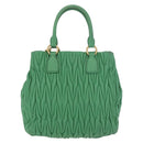 Miu Miu Matelasse Hand Bag Leather 2way Green Gold Auth 167731M-3