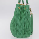 Miu Miu Matelasse Hand Bag Leather 2way Green Gold Auth 167731M-6
