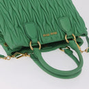 Miu Miu Matelasse Hand Bag Leather 2way Green Gold Auth 167731M-8