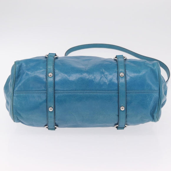 Miu Miu Hand Bag Leather 2way Blue Silver Auth 167732M