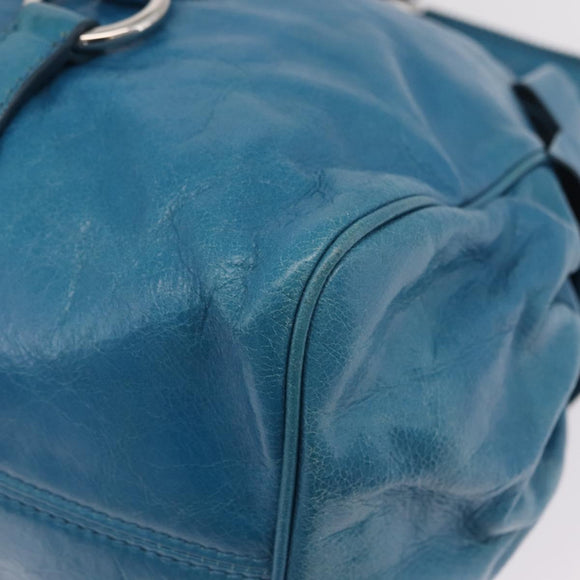 Miu Miu Hand Bag Leather 2way Blue Silver Auth 167732M