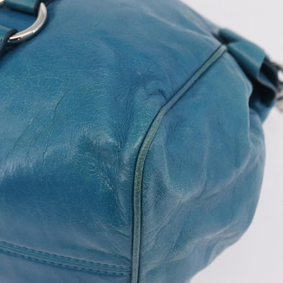 Miu Miu Hand Bag Leather 2way Blue Silver Auth 167732M