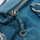 Miu Miu Hand Bag Leather 2way Blue Silver Auth 167732M-22