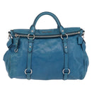 Miu Miu Hand Bag Leather 2way Blue Silver Auth 167732M-13