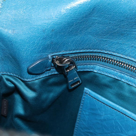 Miu Miu Hand Bag Leather 2way Blue Silver Auth 167732M