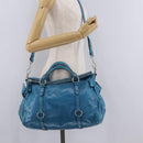 Miu Miu Hand Bag Leather 2way Blue Silver Auth 167732M-28