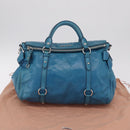 Miu Miu Hand Bag Leather 2way Blue Silver Auth 167732M-12