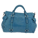 Miu Miu Hand Bag Leather 2way Blue Silver Auth 167732M-2