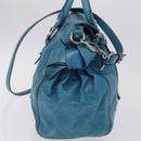Miu Miu Hand Bag Leather 2way Blue Silver Auth 167732M-4