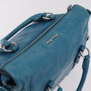 Miu Miu Hand Bag Leather 2way Blue Silver Auth 167732M-6