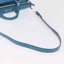 Miu Miu Hand Bag Leather 2way Blue Silver Auth 167732M-8