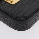 Miu Miu Phone Shoulder Bag Leather Black Gold Auth 167733A-15
