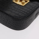Miu Miu Phone Shoulder Bag Leather Black Gold Auth 167733A-16