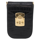 Miu Miu Phone Shoulder Bag Leather Black Gold Auth 167733A-13