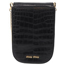 Miu Miu Phone Shoulder Bag Leather Black Gold Auth 167733A-2