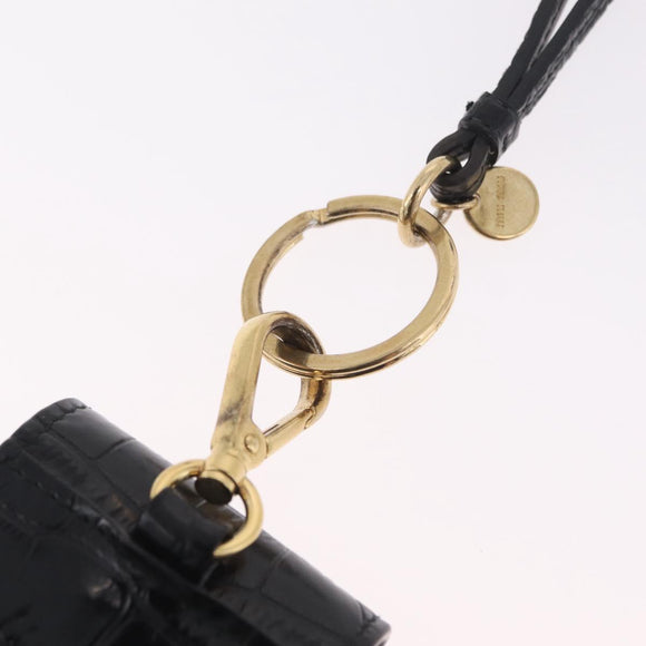 Miu Miu Phone Shoulder Bag Leather Black Gold Auth 167733A