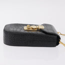 Miu Miu Phone Shoulder Bag Leather Black Gold Auth 167733A-3