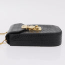 Miu Miu Phone Shoulder Bag Leather Black Gold Auth 167733A-4