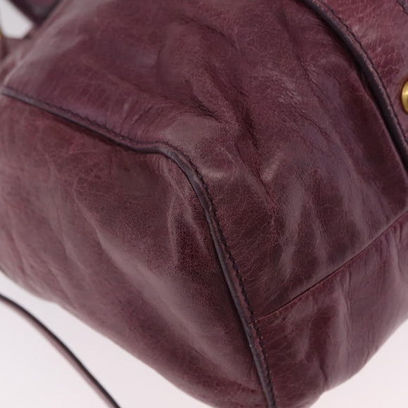 Miu Miu Hand Bag Leather 2way Purple Gold Auth 167734M